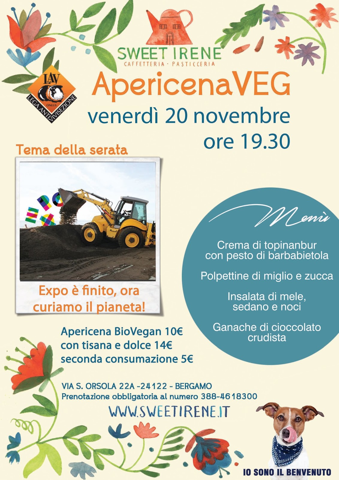 Prossimo Apericena VEG in collaborazione con LAV Bergamo